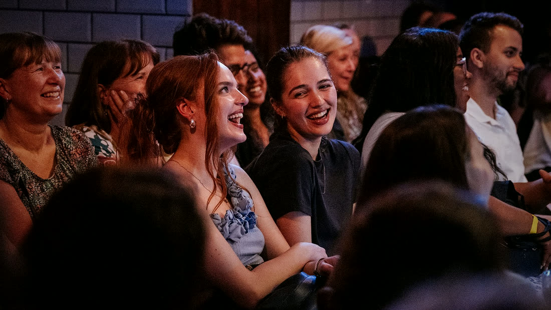 Live comedy audience laughing at Comedy in Soho, Jamon Jamon, London